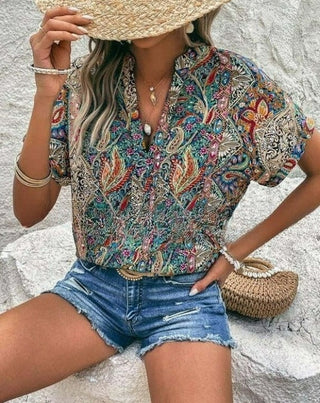 Boheme skjorte med vintageprint