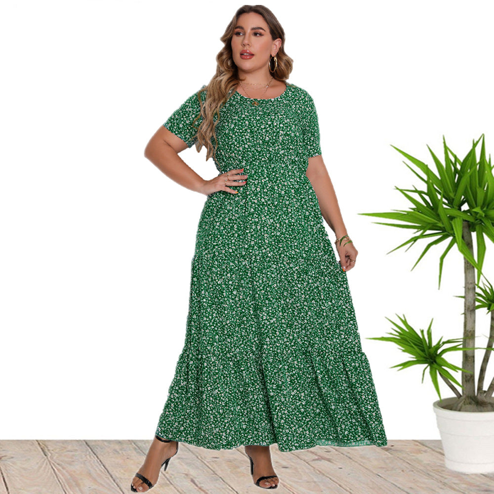Elora | Grøn Blomstret Maxi Kjole | Let & Elegant