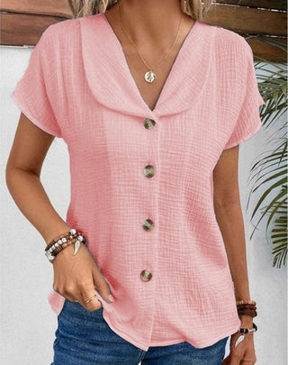 Bluse med vaffelstruktur og knapper