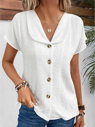 Bluse med vaffelstruktur og knapper