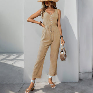 Jumpsuit med knapper og taljesnøre