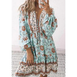 Boheme Kjole med Blomsterprint