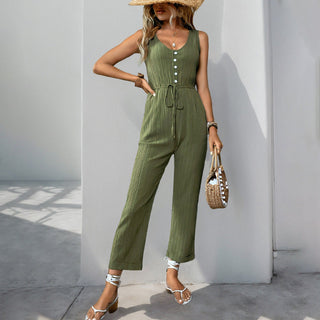 Jumpsuit med knapper og taljesnøre