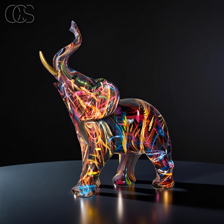 Farverig Elefant Skulptur