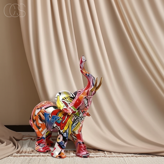Farverig Elefant Skulptur