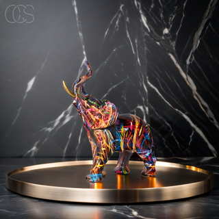 Farverig Elefant Skulptur