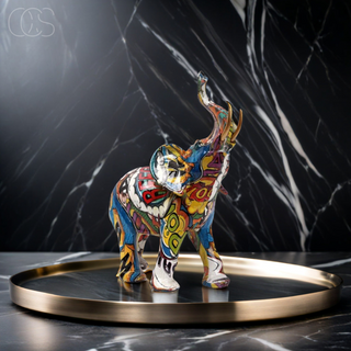 Farverig Elefant Skulptur