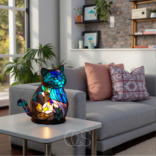 Farverig Katte LED Bordlampe