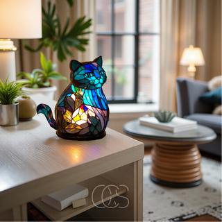 Farverig Katte LED Bordlampe