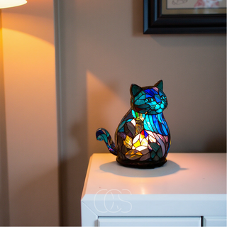 Farverig Katte LED Bordlampe