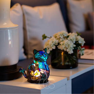 Farverig Katte LED Bordlampe
