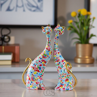 Farverig Katte Skulptur
