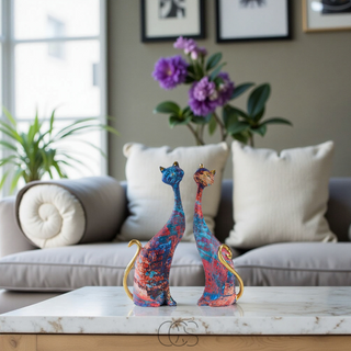 Farverig Katte Skulptur