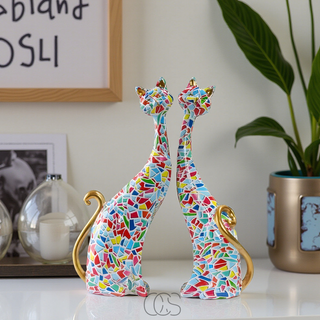 Farverig Katte Skulptur