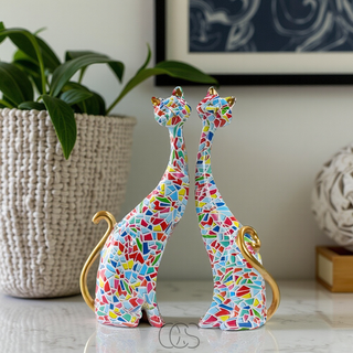Farverig Katte Skulptur