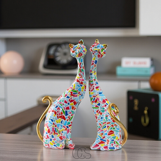 Farverig Katte Skulptur
