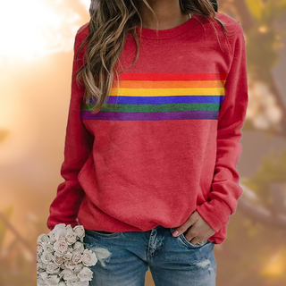 Sweatshirt med Regnbuestriber