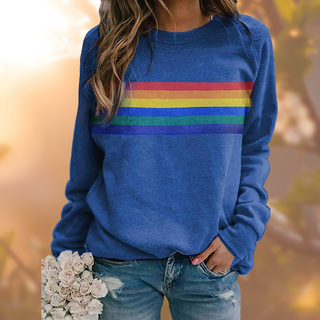 Sweatshirt med Regnbuestriber