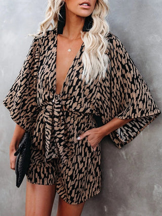Playsuit med print og bindebånd