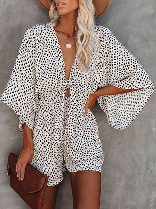 Playsuit med print og bindebånd