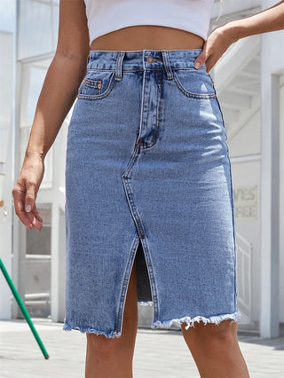 Denim Midinederdel | Blå | Bomuld | Casual & Chic