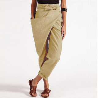 Asymmetriske wrap-bukser