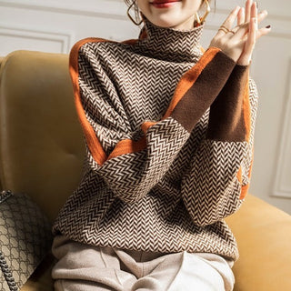 Strikket Turtleneck med Zigzag Mønster