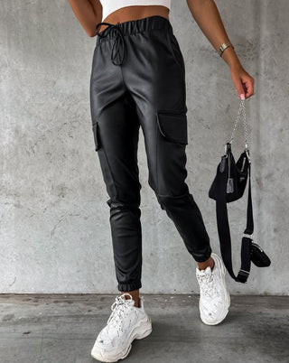 Cargo Joggers i Imiteret Læder