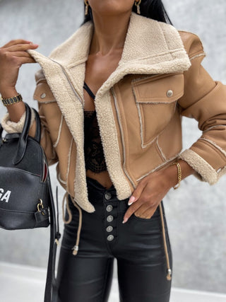 Cropped Teddy Pilotjakke