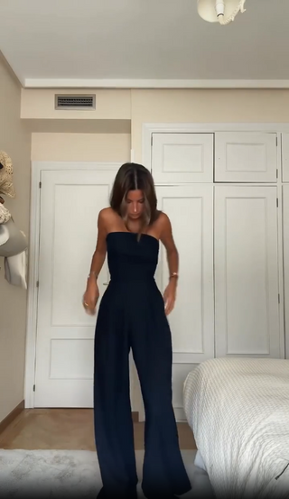 Stropløs Jumpsuit med Vide Ben
