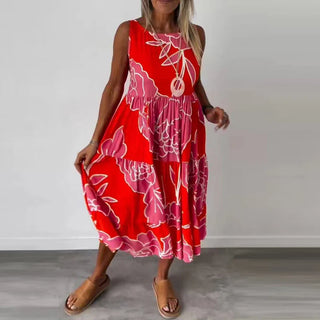 Blomsterprintet Midi Kjole