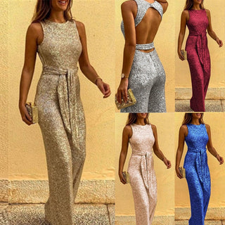 Paillet jumpsuit med åben ryg