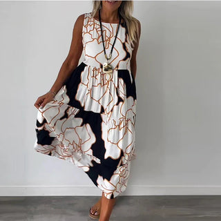 Blomsterprintet Midi Kjole