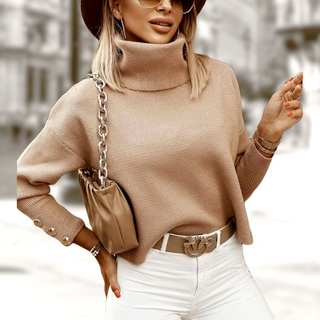 Rullekravesweater med knapper