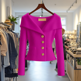 Strikket Cardigan med Store Knapper
