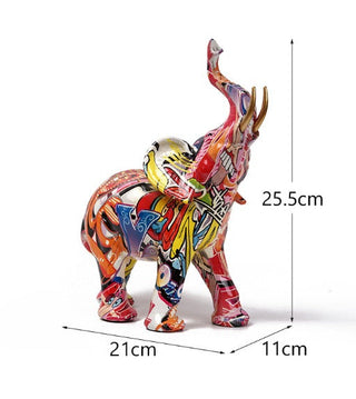 Farverig Elefant Skulptur