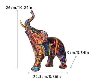Farverig Elefant Skulptur
