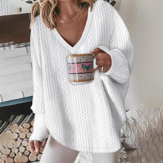 Kabelstrikket V-Hals Sweater
