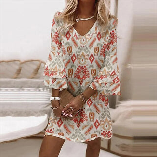 Boho Sommerkjole | Mini med Flæseærmer | Let og Elegant