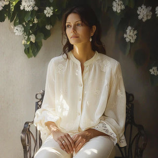 Blomstret Bomuldsbluse Elegant og Luftig