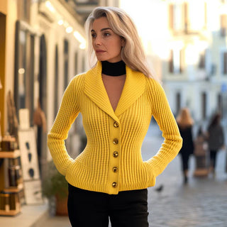 Strikket Cardigan med Store Knapper