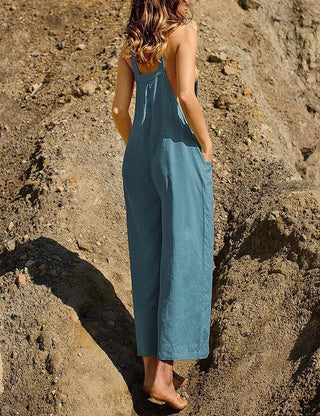 Løs sommer jumpsuit med åben ryg