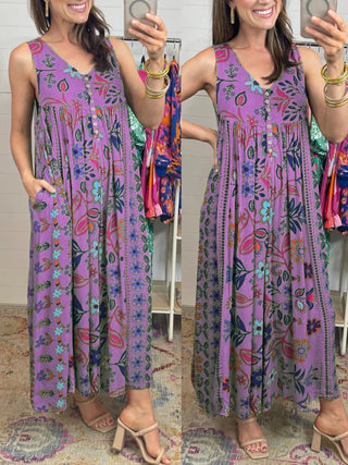 Boho blomster jumpsuit i løs pasform
