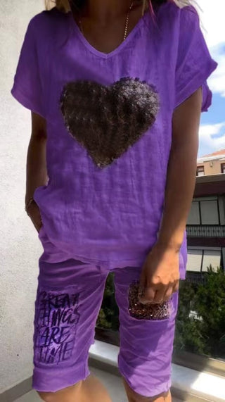 Paillet Sæt med Shorts