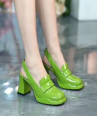 Grønne Slingback Hæle med Chunky Hæl