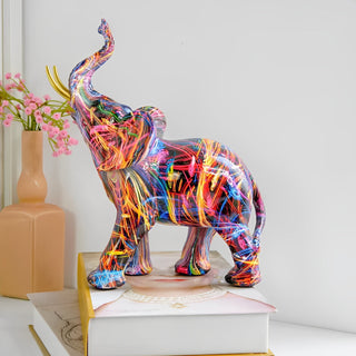 Farverig Elefant Skulptur