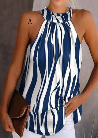 Zebra Stribet Halterneck Top