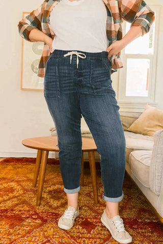 Afslappede bindebånds-jeans