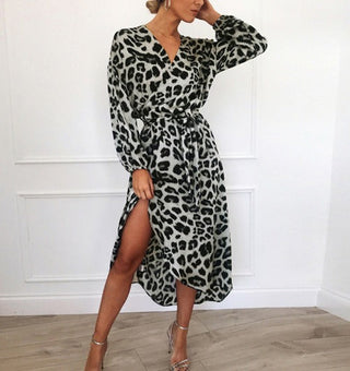 Leopard Slå-om Kjole