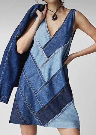 Denim Kjole med V-udskæring